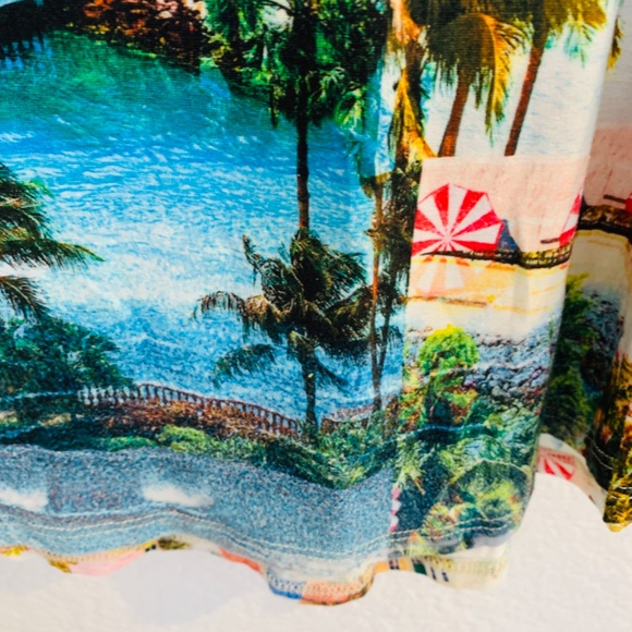 Karen Kane Print Top 2X Houses by the Sea Ocean Tropical Cruise Vacation - Picture 9 of 15